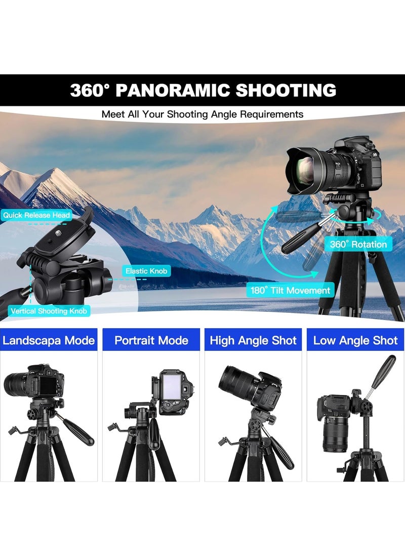 Arabest 360° Tripod For Mobile Phone Camera, 170 Cm Camera Stand With Carrying Bag, Wireless Remote Control And Mobile Phone Holder  - Image 2