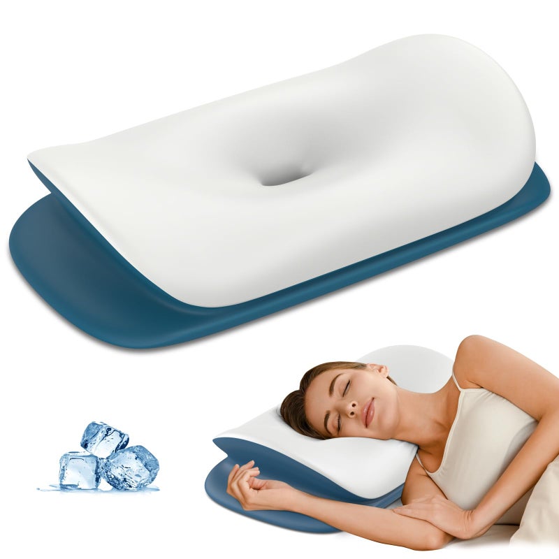 Olumoon Cervical Neck Pillow for Pain Relief - Ergonomic Memory Foam Contour Pillows for Side, Back & Stomach Sleepers, Cervical Pillow for Neck Support Sleeping with Breathable Cover - Image 1
