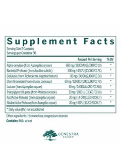 Genestra Brands V-Enzymes | Vegan Digestive Support to Help Lactose Digestion | 60 Capsules  - Image 2