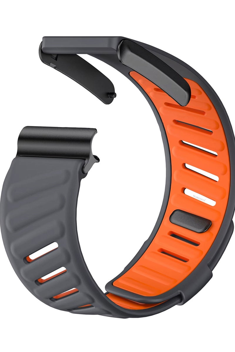 CATANES Sports Strap Compatible with Whoop 5.0 Soft and Breathable Silicone Strap Adjustable Replacement Wristbands for Whoop 5.0 Band - Dark Grey - Orange - Image 1