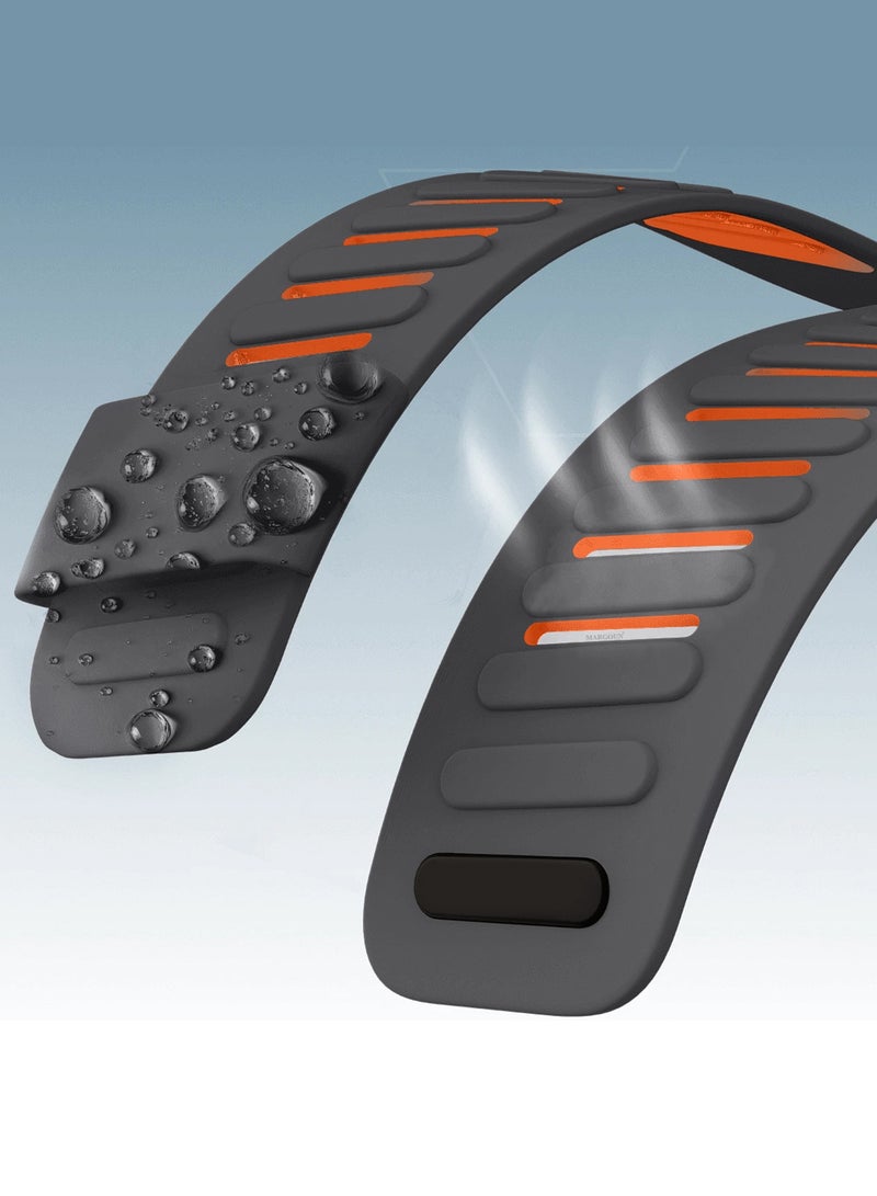 CATANES Sports Strap Compatible with Whoop 5.0 Soft and Breathable Silicone Strap Adjustable Replacement Wristbands for Whoop 5.0 Band - Dark Grey - Orange - Image 2