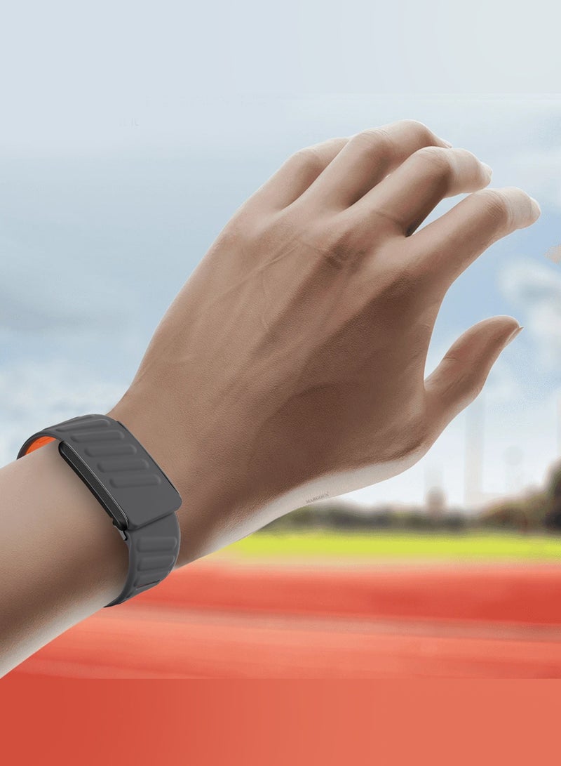 CATANES Sports Strap Compatible with Whoop 5.0 Soft and Breathable Silicone Strap Adjustable Replacement Wristbands for Whoop 5.0 Band - Dark Grey - Orange - Image 5