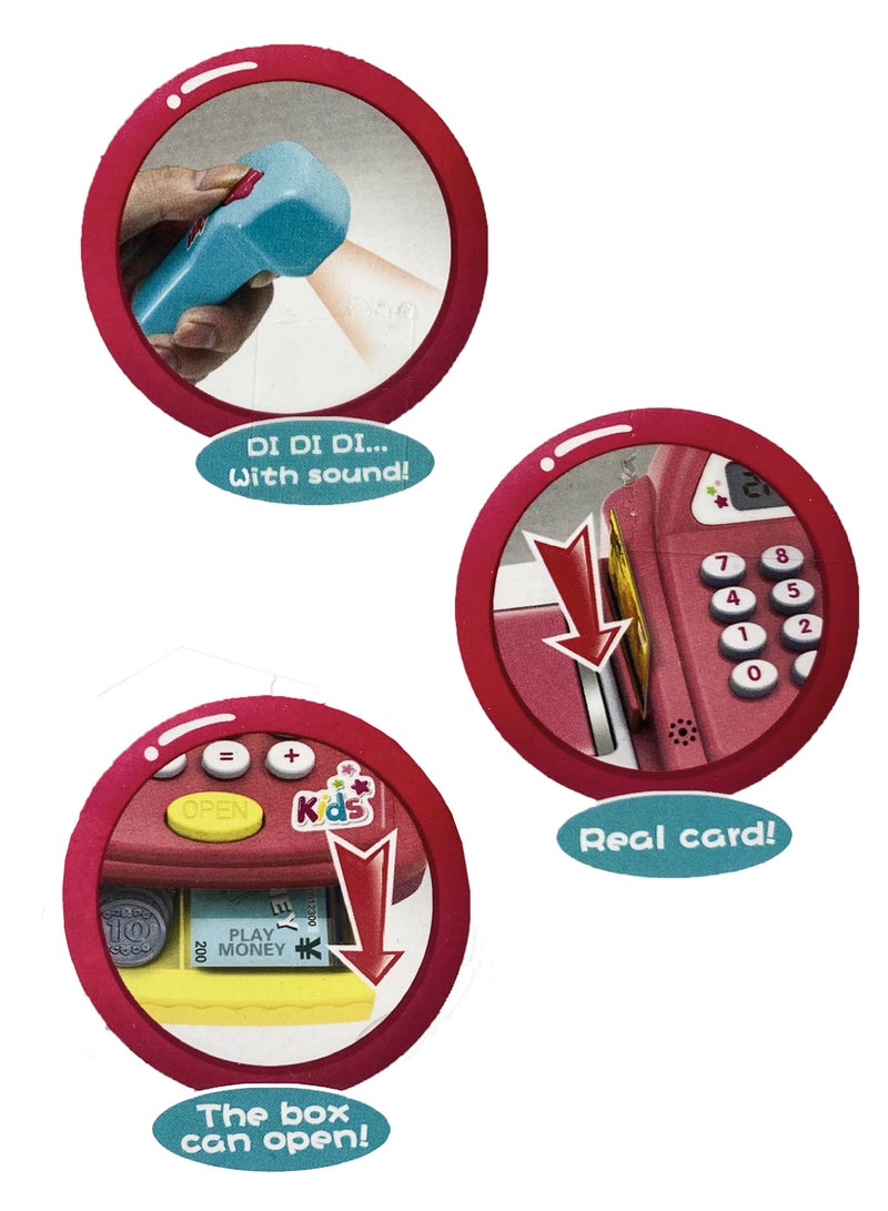 Children's cash register with shopping basket and accessories, a fun educational toy to develop buying and selling skills and product recognition. - Image 3