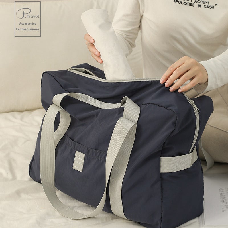 Travel Storage Folding Bag Large Capacity Portable Luggage Bag Foldable Bag Portable Luggage Bag Sleeve Trolley Bag(Black) - Image 3