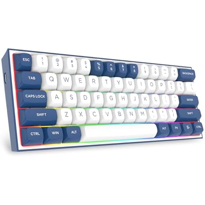 rayihni K717 PRO CUSTOM QMK/VIA GAMING KEYBOARD, 61 KEYS WIRELESS PROGRAMMABLE MECHANICAL KEYBOARD W/60% COMPACT LAYOUT, HOT-SWAP SOCKET, & 3-LAYER NOISE DAMPENING, CUSTOM LINEAR SWITCH - Image 1