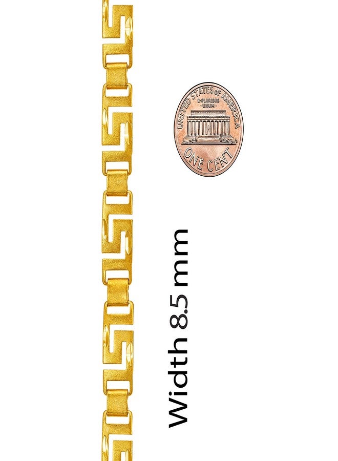 LIFETIME JEWELRY 8.5mm Greek Key Bracelet for Women and Men 24k Real Gold Plated Charm (7) - Image 4