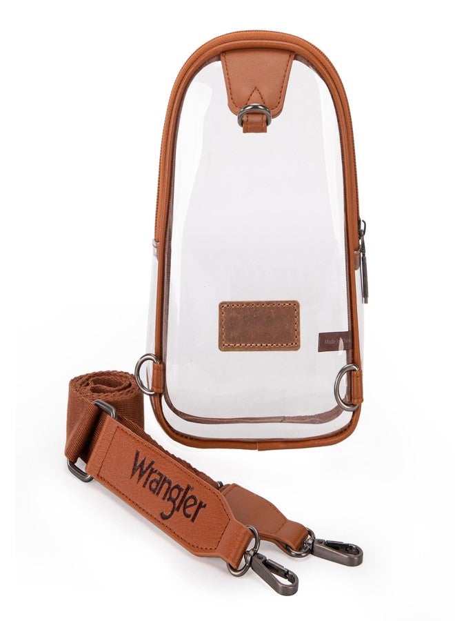 Wrangler حقائب سلاينغ شفافة للنساء من رانجلر معتمدة من الملعب، حقيبة كتف مع حزام قابل للفصل للفعاليات الرياضية والحفلات، بني WG87-226BR - Image 2