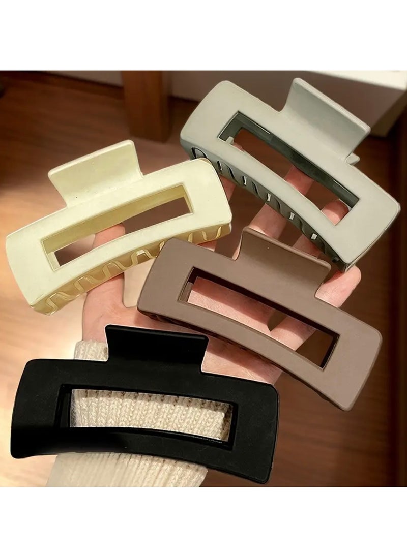 CleanWave - The Pure Effect 4pcs XL Matte Square Hair Claw Clips – Extra Large, Strong Hold Clamps for Thick & Long Hair! Extra Large Claw Clips for Thick Hair and Long Hair, 4 Pack Xl Jumbo Claw clips, Oversized Matte Non-slip  - Image 1
