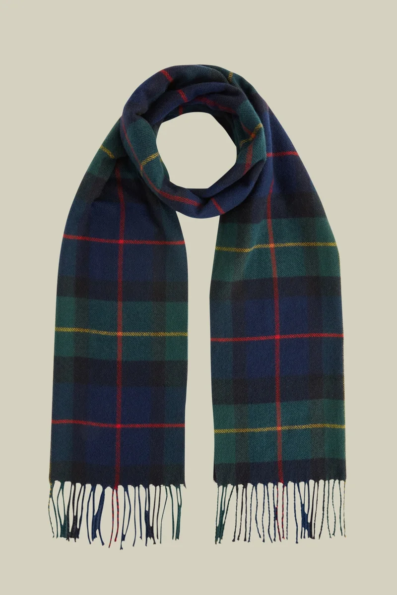 Men's tartan patterned scarf with fringes - Green