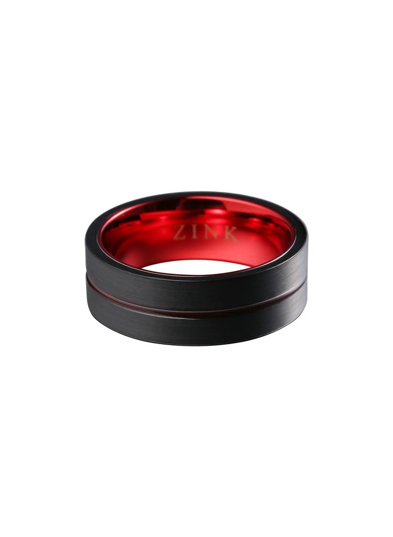 ZINK Men's Black & Red Stainless Steel/Tungsten Ring | ZJRG031TBR-21 - Image 2