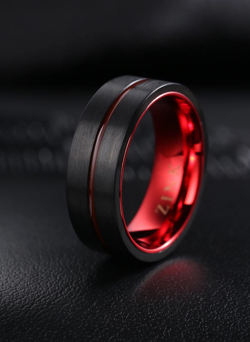 ZINK Men's Black & Red Stainless Steel/Tungsten Ring | ZJRG031TBR-21 - Image 3