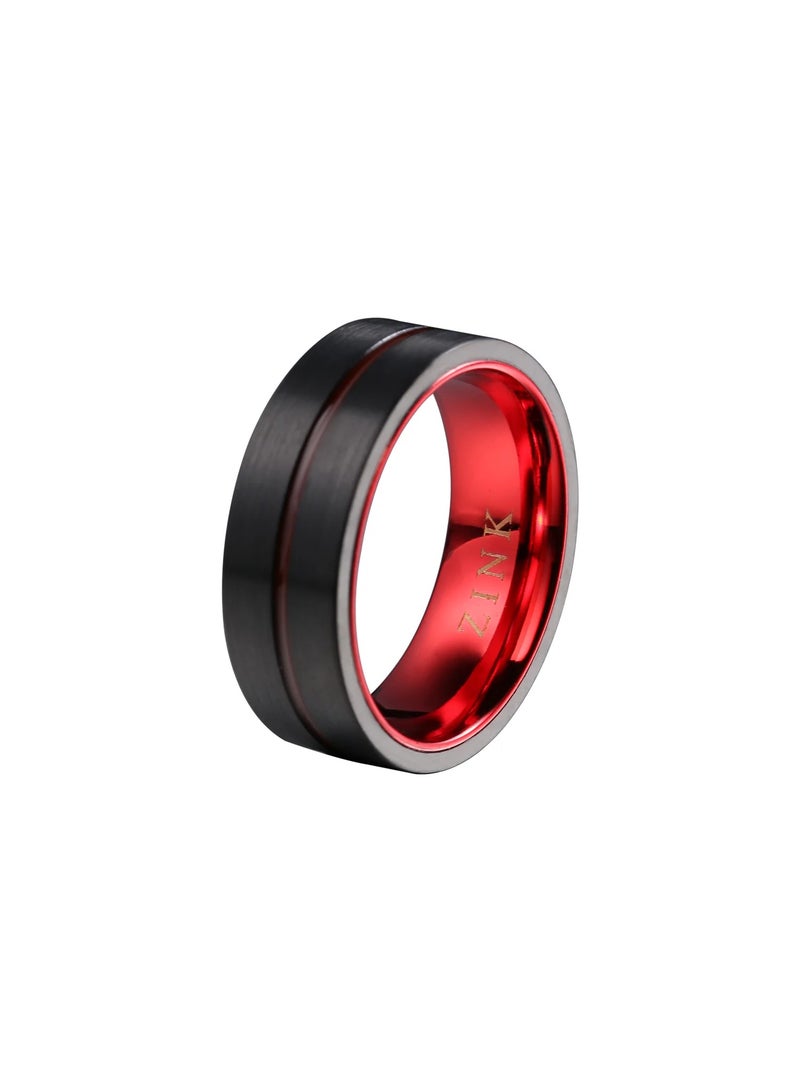 ZINK Men's Black & Red Stainless Steel/Tungsten Ring | ZJRG031TBR-21 - Image 1