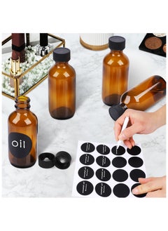 SKYLINK 12Pack 2oz Amber Glass Bottles with Lids – Reusable Storage Containers for DIY, Kitchen, and Travel – Includes Funnels, Labels & Cleaning Brush  - Image 5