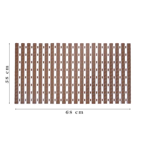 RichAxis PVC Anti Skid Mat For Bathroom Anti Slip Bathroom Mat Shower Area Anti Skid Mats With Suction Cups And Drain Holes For Bathtub Floor Mat (68X38 Cm,Brown) - Image 2