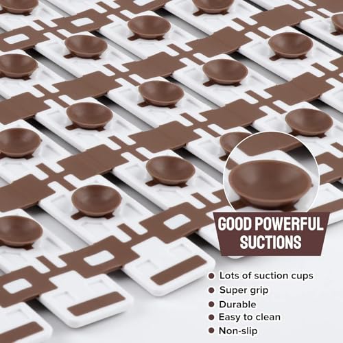 RichAxis PVC Anti Skid Mat For Bathroom Anti Slip Bathroom Mat Shower Area Anti Skid Mats With Suction Cups And Drain Holes For Bathtub Floor Mat (68X38 Cm,Brown) - Image 3