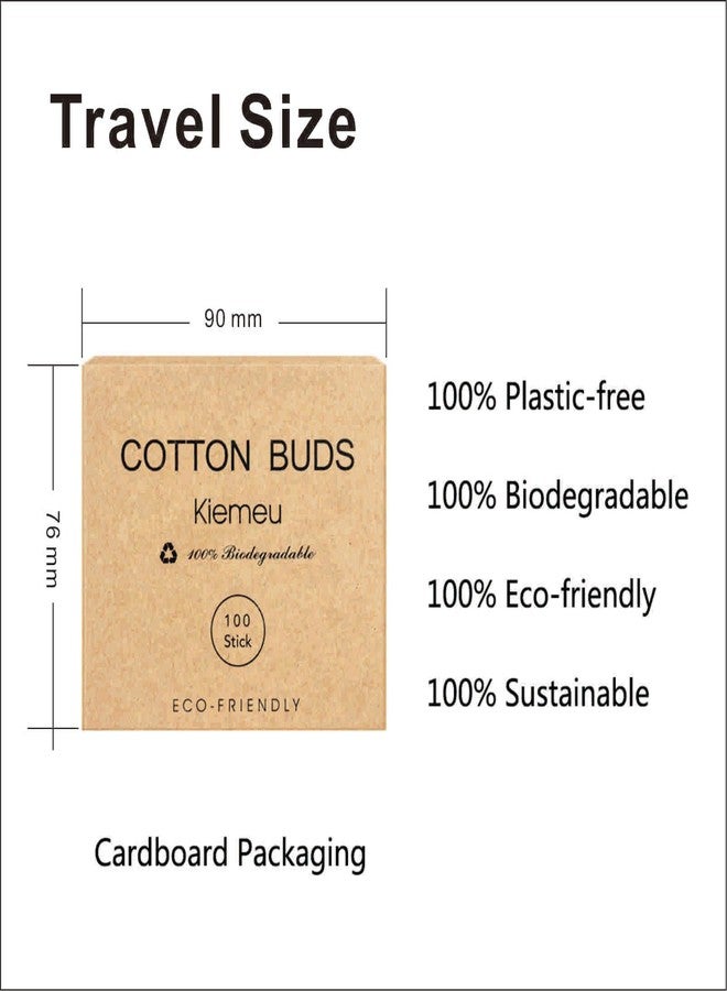 Kiemeu 600 Count Bamboo Cotton Swabs With Wooden Sticks, Travel Size - Image 2