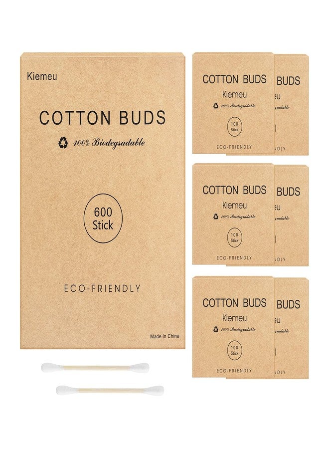 Kiemeu 600 Count Bamboo Cotton Swabs With Wooden Sticks, Travel Size - Image 1