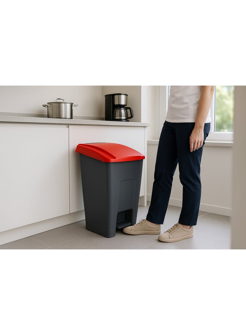 Planet garbage container trash basket with foot pedal & handel hard plastic material used in schools hospital universities malls Red (50 Liter) - Image 2
