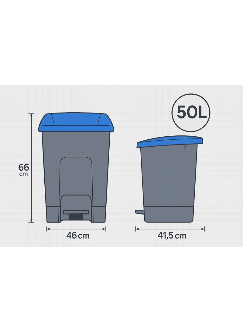 Planet garbage container trash basket with foot pedal & handel hard plastic material used in schools hospital universities malls Red (50 Liter) - Image 4