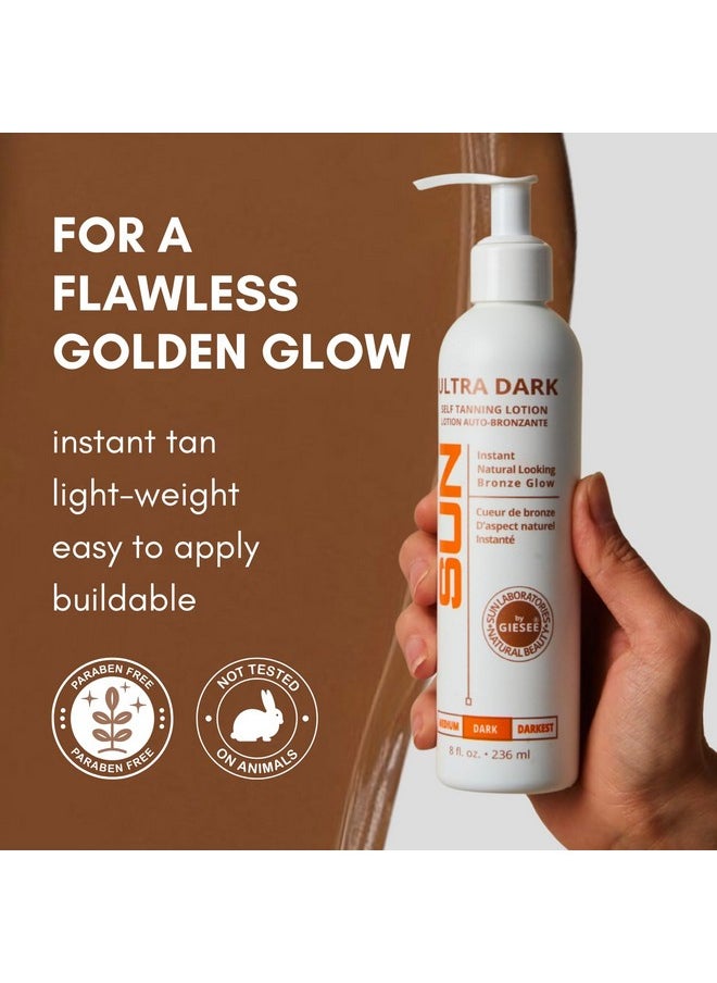 Sun Laboratories by Giesee Sun Laboratories By Giesee Ultra Dark Sunless Tanning Lotion 8 oz - Premium Tanning Lotion for Instant Glow, Organic Self Tanner, Perfect for Body, Face, and Leg Bronzing  - Image 3