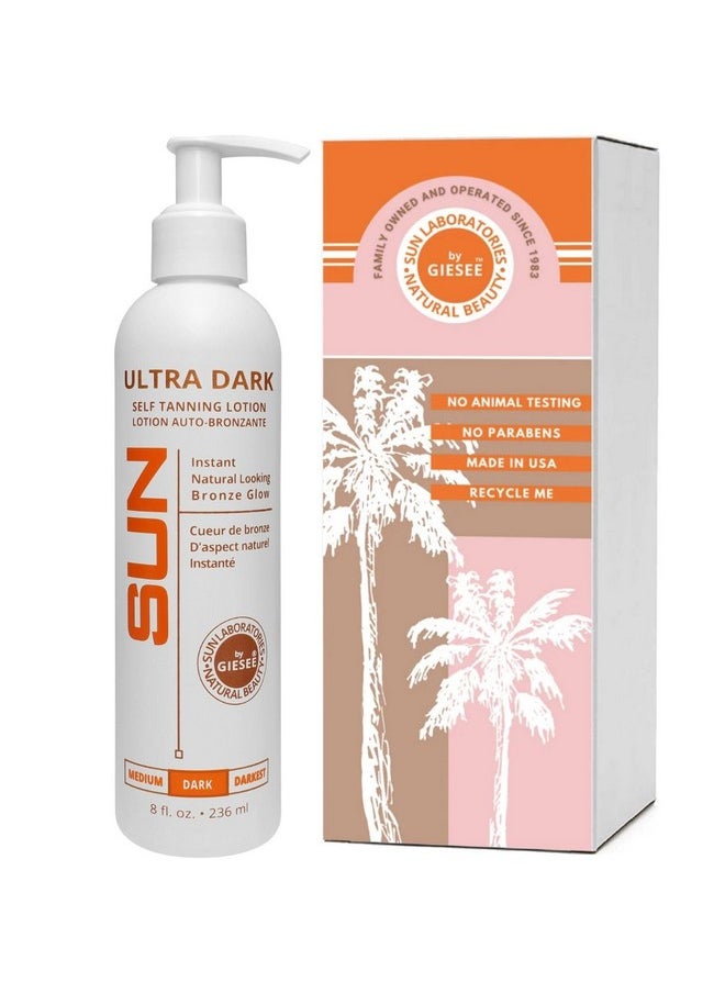 Sun Laboratories by Giesee Sun Laboratories By Giesee Ultra Dark Sunless Tanning Lotion 8 oz - Premium Tanning Lotion for Instant Glow, Organic Self Tanner, Perfect for Body, Face, and Leg Bronzing  - Image 1