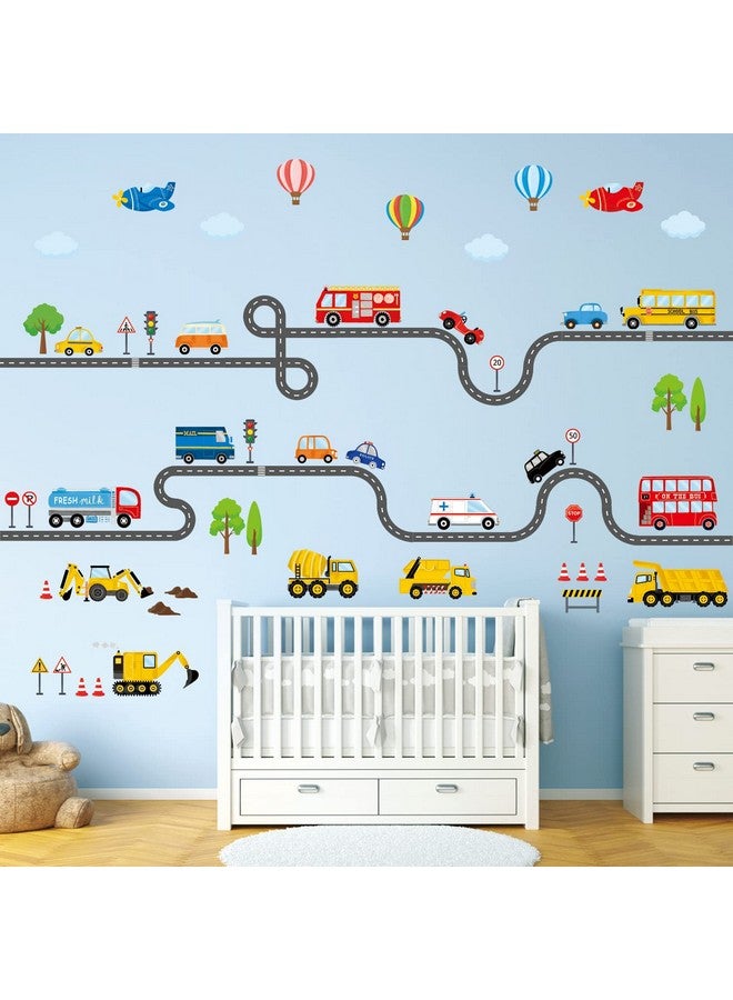 Decowall Sg3-2308 Transports And Road Wall Stickers Decals Kids Peel And Stick Removable For Nursery Bedroom Living Room Décor Construction Car Truck Tractor Boys Playroom… - Image 1