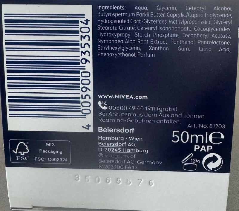 Nivea Genuine German Nivea Regenerating Night Care Cream Aqua Effect with Lotus Flower Extract for all skin types 1.69 fl. oz - 50ml
