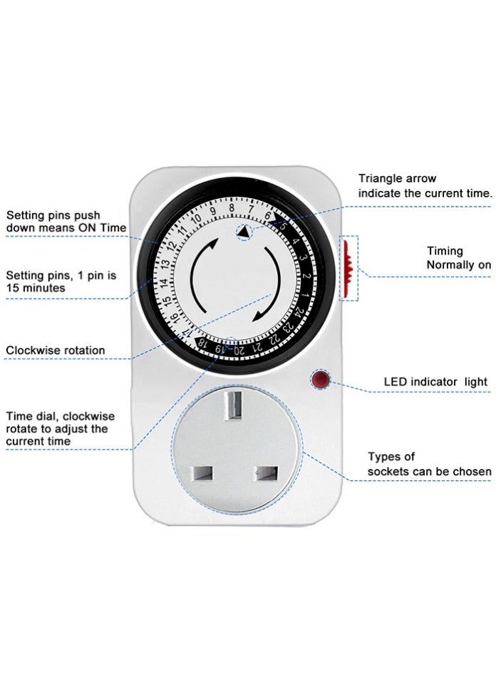 MODI 24-Hour Mechanical Timing Socket | Energy-Saving Programmable Plug for Home & Office Appliances | Overload Protection & Easy Operation - Image 4