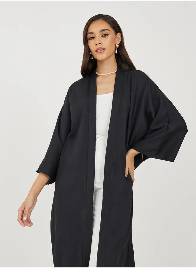 Styli Textured Oversized Maxi Kimono