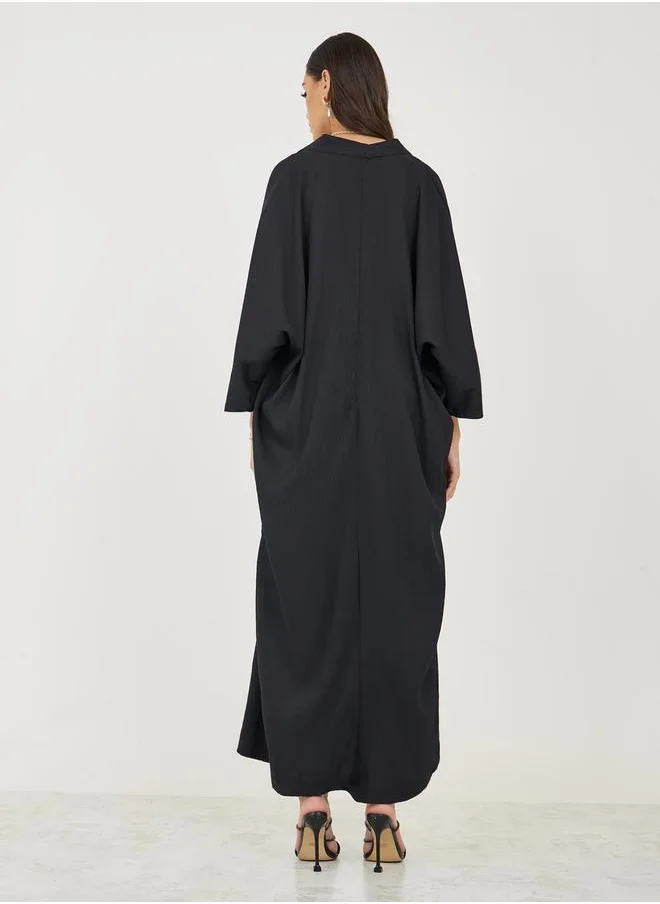 Styli Textured Oversized Maxi Kimono