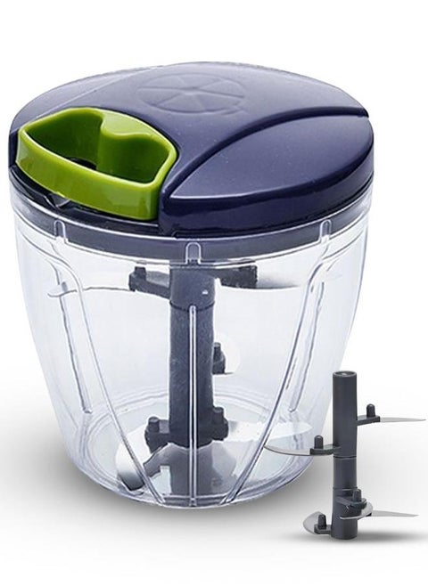 Vegetable Chopper 900 ml Manual Chopper with Storage Lid, 5 Blade Vegetable Chopper and Blender, Pull Gatling Onion and Garlic Chopper, Portable Large Hand Chopper for Easy Meal Prep.