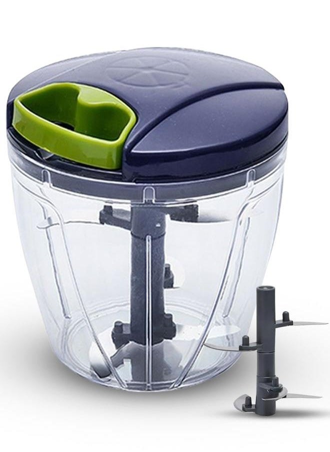 Eoptify Vegetable Chopper 900 ml Manual Chopper with Storage Lid, 5 Blade Vegetable Chopper and Blender, Pull Gatling Onion and Garlic Chopper, Portable Large Hand Chopper for Easy Meal Prep.  - Image 1
