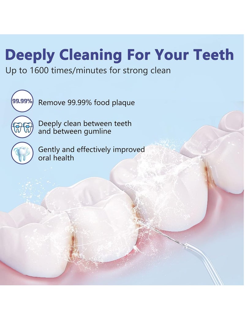 SYOSI جهاز تنظيف الأسنان بالماء المحمول، جهاز ري مائي صغير لاسلكي لتنظيف الأسنان بالماء للسفر والمنزل، جهاز تنظيف الأسنان بالماء، جهاز تنظيف الأسنان واللثة، دعامة الأسنان، خزان مياه تلسكوبي، 3 أوضاع، مقاوم للماء IPX8 - Image 5