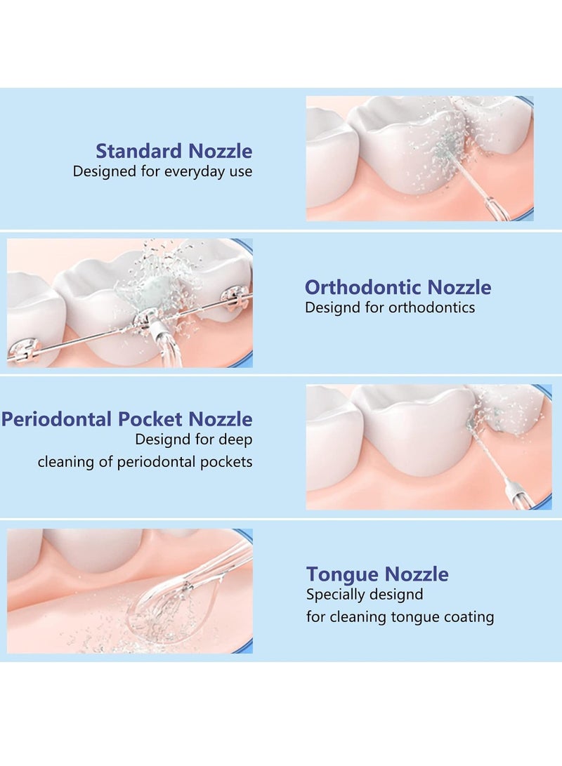 SYOSI جهاز تنظيف الأسنان بالماء المحمول، جهاز ري مائي صغير لاسلكي لتنظيف الأسنان بالماء للسفر والمنزل، جهاز تنظيف الأسنان بالماء، جهاز تنظيف الأسنان واللثة، دعامة الأسنان، خزان مياه تلسكوبي، 3 أوضاع، مقاوم للماء IPX8 - Image 4