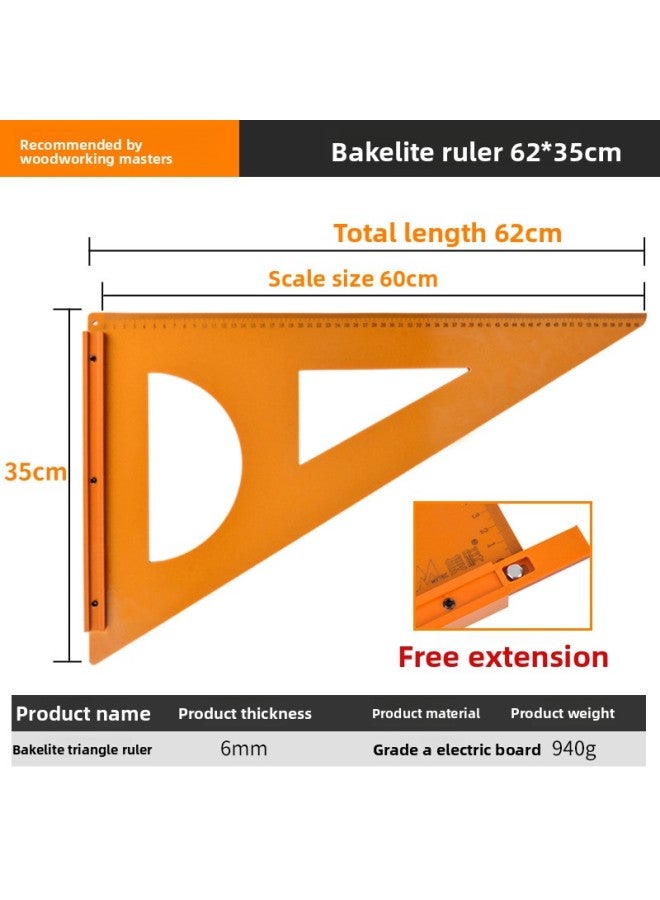 Angle Ruler 90 Degree Triangle Ruler Woodworking Complete Bakelite Triangle Turning Ruler Large Square Ruler High Precision Backer Ruler Special 
