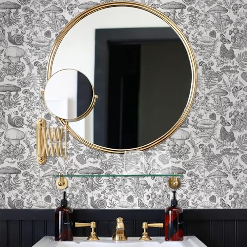 MuralPeel Black and White Mushroom Snail Butterfly Botanical Animals Peel and Stick Wallpaper Self Adhesive Removable Easy Peel Off Stick on Wall Paper for Bedroom Cabinet Renter Friendly - Image 4
