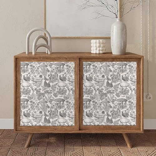 MuralPeel Black and White Mushroom Snail Butterfly Botanical Animals Peel and Stick Wallpaper Self Adhesive Removable Easy Peel Off Stick on Wall Paper for Bedroom Cabinet Renter Friendly - Image 5