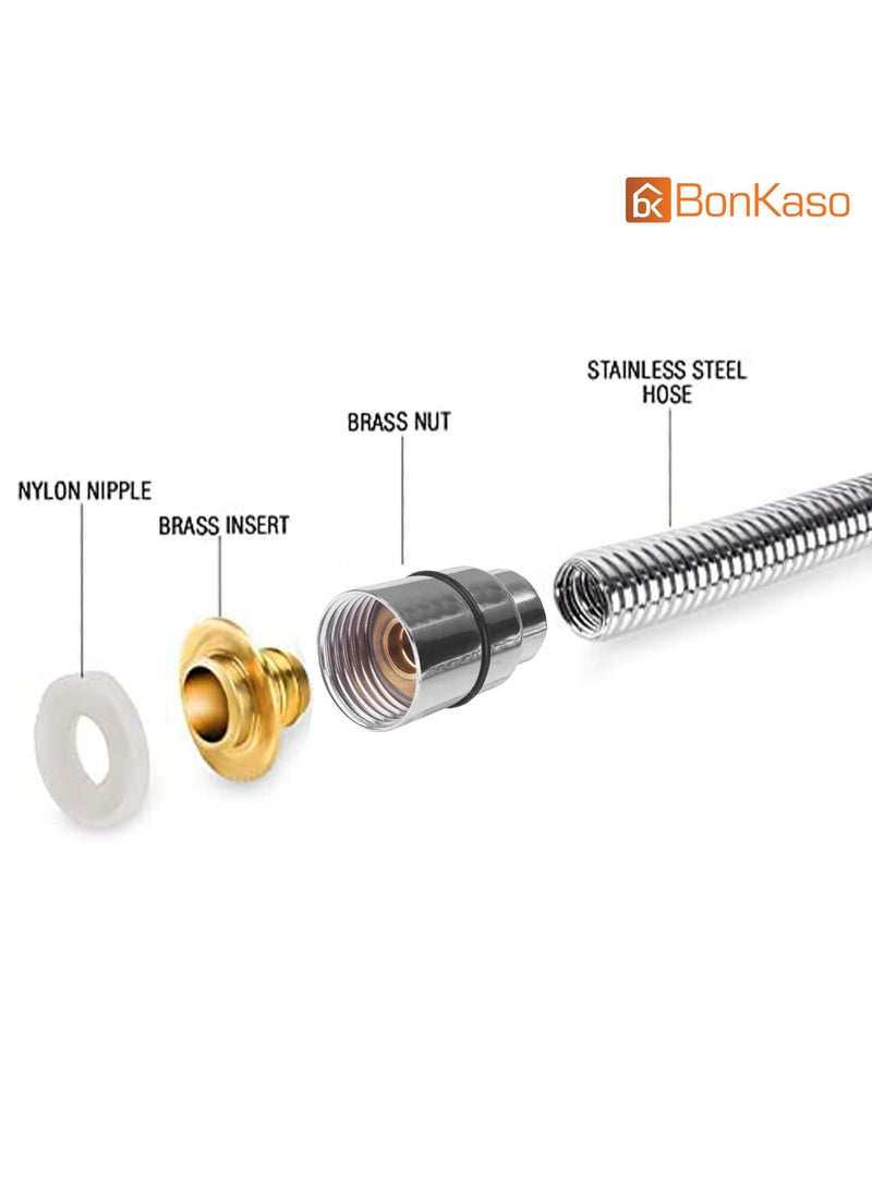 BonKaso BonKaso Stainless Steel 304 Rust Free Flexible For Health Faucet Hand Showers Hose Pipe Lenght 1M Extension  - Image 3