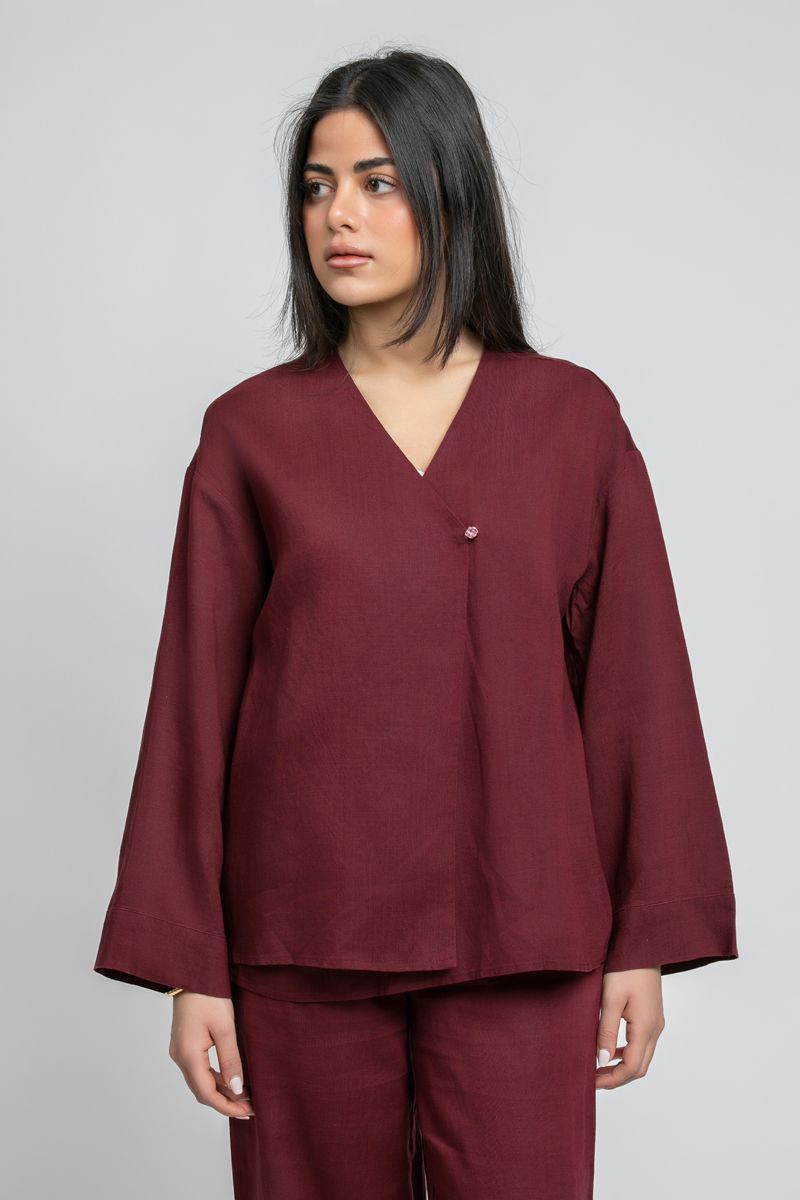 RINA V Neck Wrap Style Top - Image 1