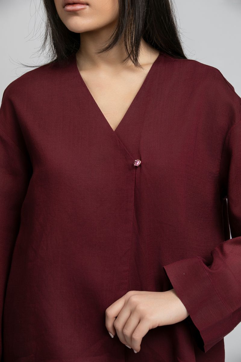 RINA V Neck Wrap Style Top - Image 3