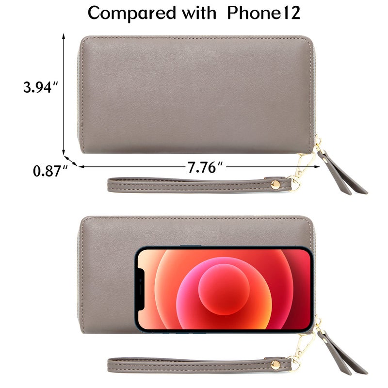 GEEAD Wristlet Wallets for Women PU Leather RFID Blocking Zip Around Long Phone Clutch Wallet - Image 4