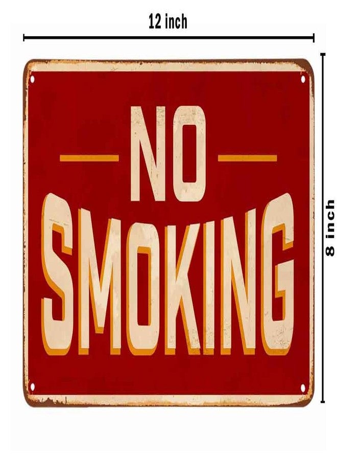 AOYEGO No Smoking Tin Sign,Red Vintage Metal Tin Signs for Cafes Bars Pubs Shop Wall Decorative Funny Retro Signs for Men Women 8x12 Inch - Image 2