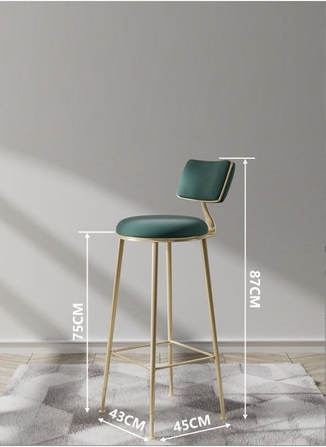 Generic - Bar Stool Chair Footrest High Stool with Backs Upholstered Counter Height Stools Bar Chairs for Kitchen Pub Breakfast Stool  with Metal Legs - Image 1