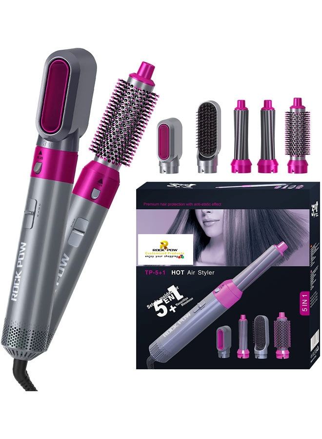 NIBEMINENT 5 in 1 One Step Hair Dryer Styler Grey/Pink - Image 1