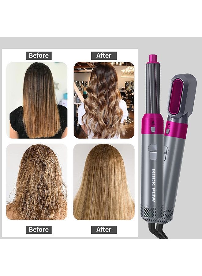 NIBEMINENT 5 in 1 One Step Hair Dryer Styler Grey/Pink - Image 3