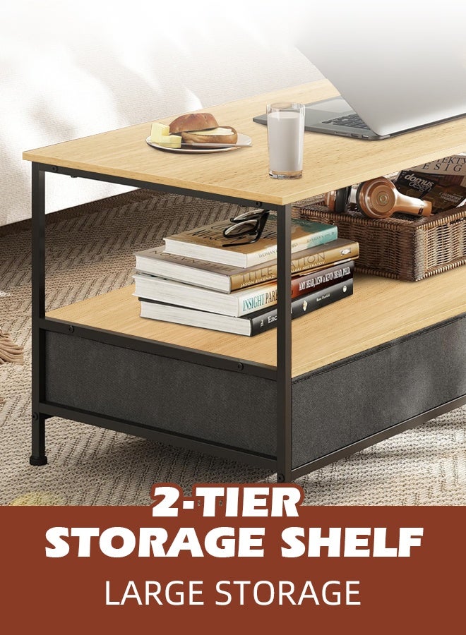 مساحة عمار طاولة قهوة مع مساحة تخزين وأدراج، طاولة مركزية خشبية من مستويين لغرفة المعيشة وغرفة النوم والشقة - Image 4