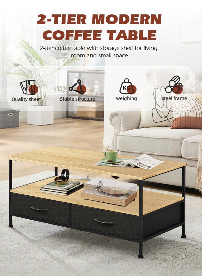 مساحة عمار طاولة قهوة مع مساحة تخزين وأدراج، طاولة مركزية خشبية من مستويين لغرفة المعيشة وغرفة النوم والشقة - Image 3