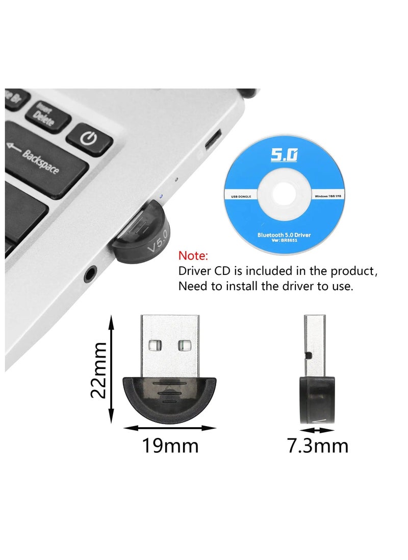 Generic - Bluetooth Adapter for PC，USB Mini Bluetooth 5.0 EDR Dongle for Computer Desktop Wireless Transfer for Mouse, Keyboard, Headphones, Speaker and Other Bluetooth Devices - Image 1