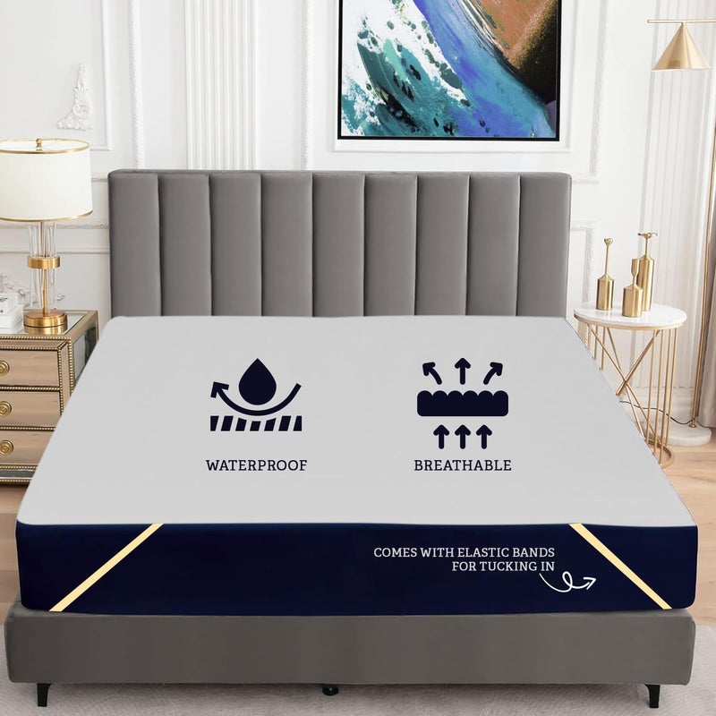 Bey Bee BeyBee 100% Waterproof Cotton Terry Mattress Protector | Breathable, Hypoallergenic, Washable & 2X Absorbency | Ultra Soft Easy Elastic Fitted Bed Protector (Size-78 * 72, Grey) - Image 3