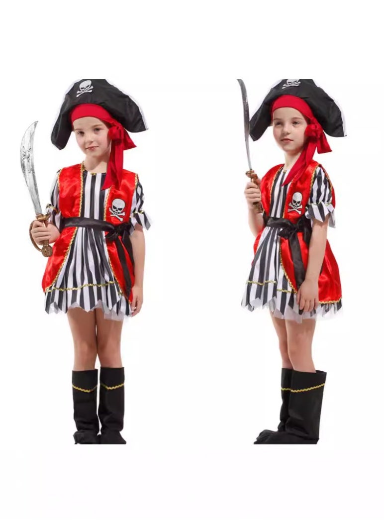 NIBEMINENT Halloween girl children pirate cosplay clothes, Caribbean pirates children pirate party costumes and clothes